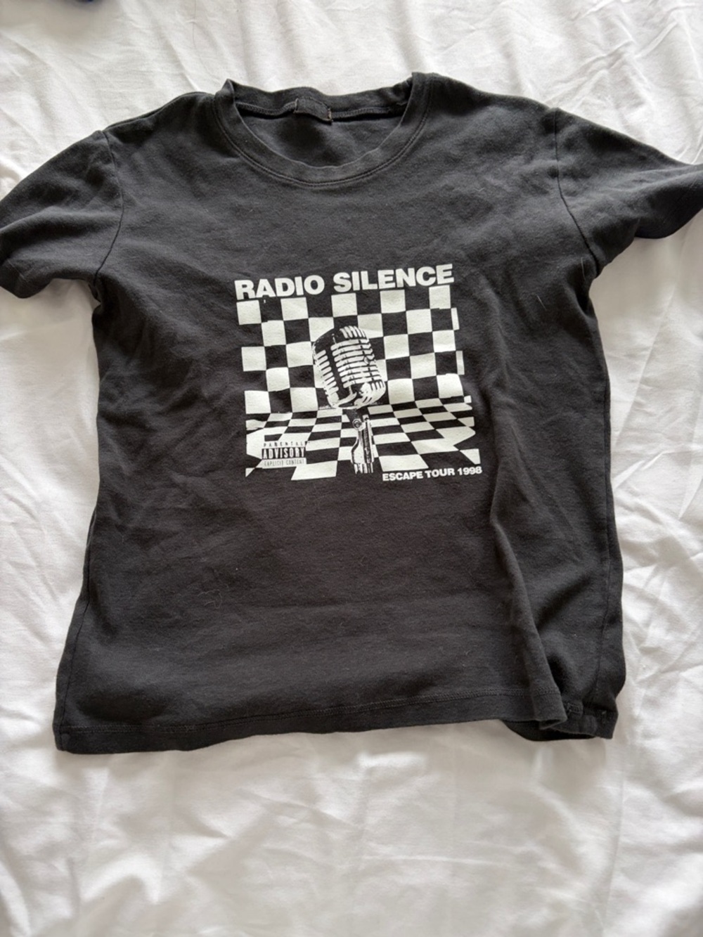 Brandy Melville Black Radio Silence Graphic Crop Top